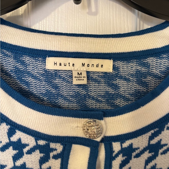 Haute Monde Blue and White Cardigan - Picture 2 of 3